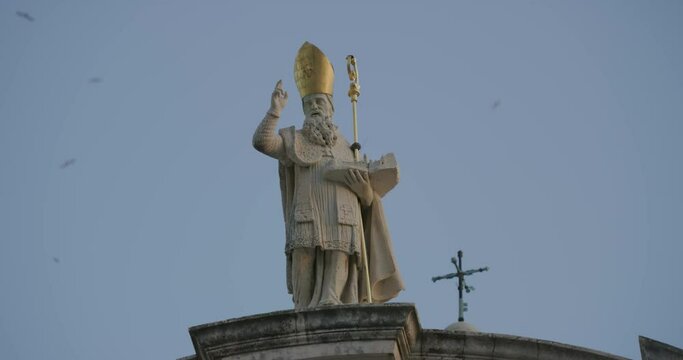 Saint Blaise statue at spring time Dubrovnik Croatia