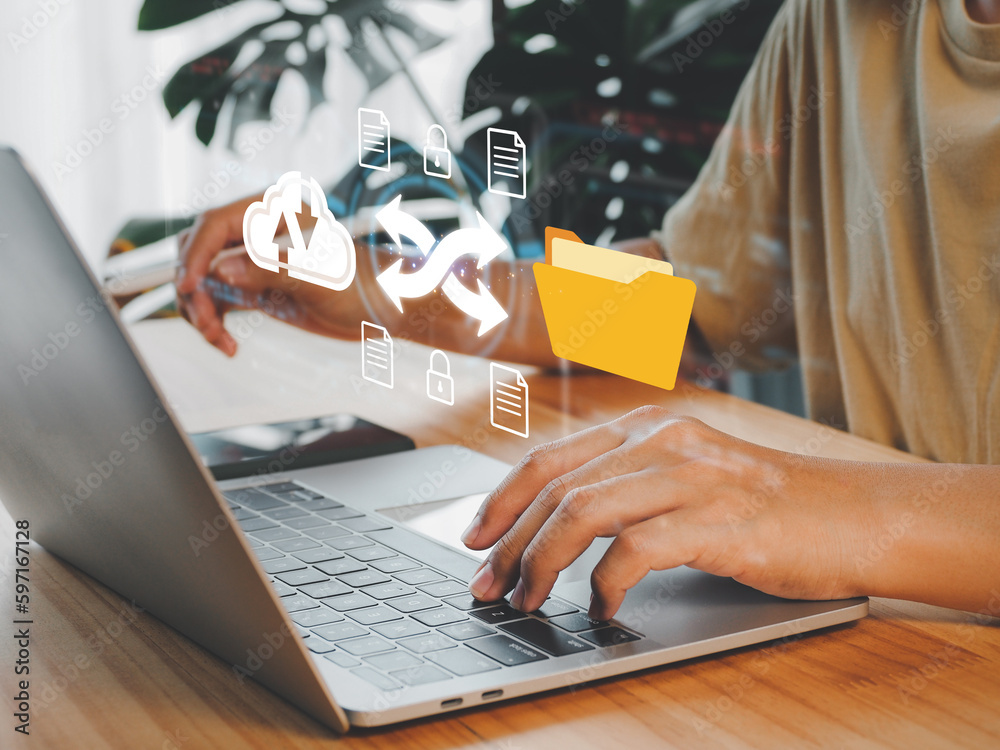 Wall mural exchange information with technology via cloud connection. dump that is safe