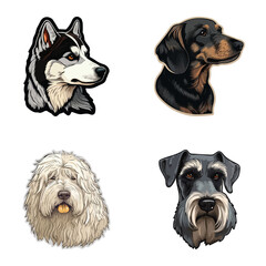 Dog Stickers Flat Icon Set Isolated On White Background