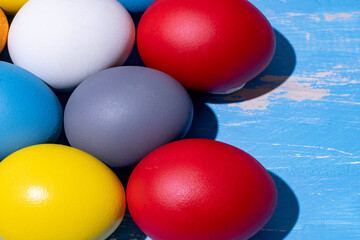 eggs painted in different colors to symbolize the passage of Christian Easter