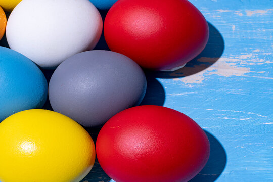 eggs painted in different colors to symbolize the passage of Christian Easter
