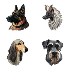 Dog Stickers Flat Icon Set Isolated On White Background