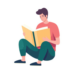 boy studying with book