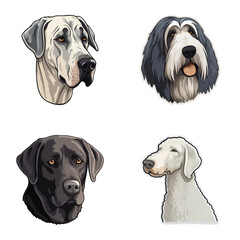 Dog Stickers Flat Icon Set Isolated On White Background
