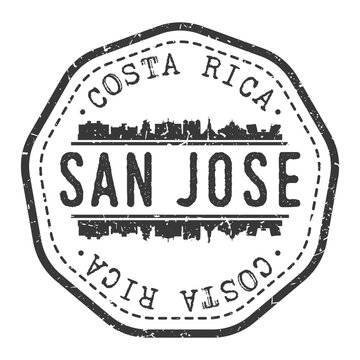 San José, Costa Rica Stamp Skyline Postmark. Silhouette Postal Passport. City Round Vector Icon. Vintage Postage Design.