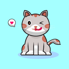 cute cat vector illustration with love symbol