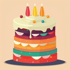 Birthday cake colorful simple 2d design