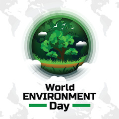 World Environment Day with Earth style paper and natural art concept