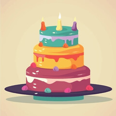 Birthday cake colorful simple 2d design