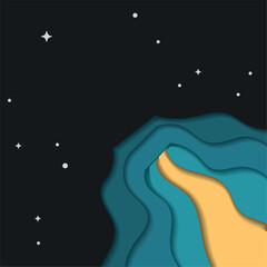 Colored space background paper art style Vector