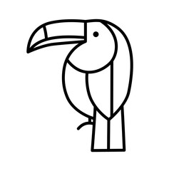 Cute tropical summer bird doodle outline icon