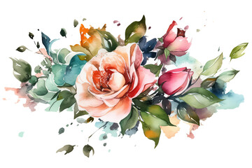 Botanic composition for wedding or greeting card. branch of flowers, AI