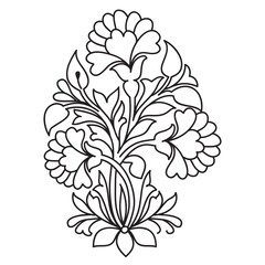 Set of different flower line on white background. Flowers drawing with line-art on white backgrounds. 