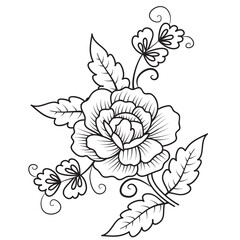 Set of different flower line on white background. Flowers drawing with line-art on white backgrounds. 