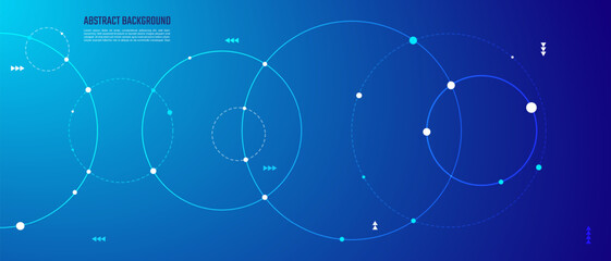 Abstract geometric background with plexus circles and dot. Vector illustration of minimalistic design for banner design or header