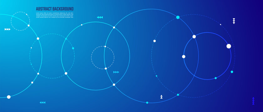 Abstract geometric background with plexus circles and dot. Vector illustration of minimalistic design for banner design or header