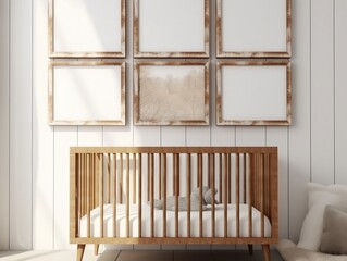 Interior, frame mockup. Nursery, child, kids room. Generative AI
