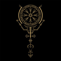 mysterious golden nordic symbol vector design