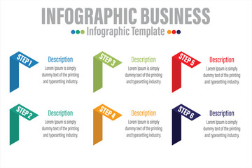6 Step and Six Option colorful infographics elements. Vector illustration.