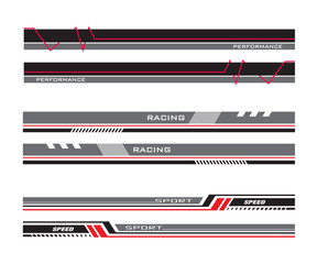 Wrap Design For Car vectors. Sports stripes, car stickers black color. Racing decals for tuning V3_20230427