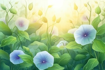 The illustration of morning glory, AI contents by Midjourney