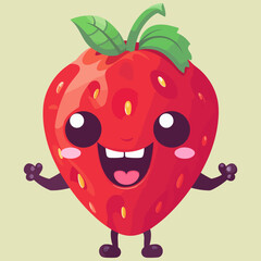 Cartoon funny smiling strawberry character. Vector illustration for your design.