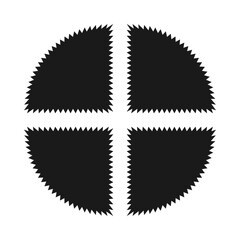 Zigzag Edge Quartered Circle Silhouette Icons