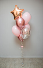 pink balloons isolated on white background