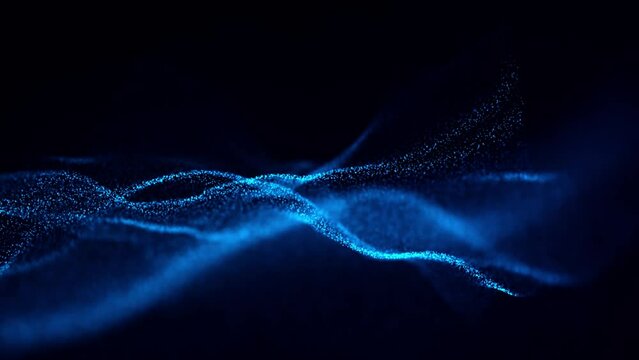Abstract digital particle wave and light abstract blue background