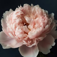A romantic peony with soft, blush pink petals and a full, round shape, generative AI