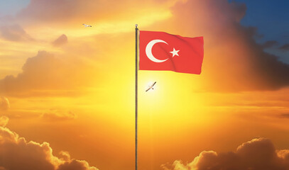 Turkiye, Flag of Turkiye - Republic of Turkey. It is a Visual Design.