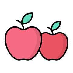 Apples Line Color Icon