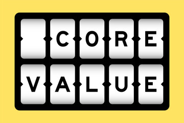 Black color in word core value on slot banner with yellow color background