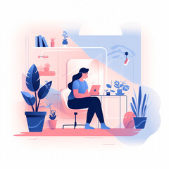 Woman working from home