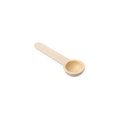 Tiny wooden seasoning spoon isolated over white background