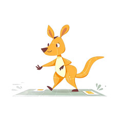 Kangaroo character playing hopscotch - Cartoon Illustration 2