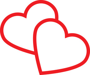 red heart, double line heart love icon vector