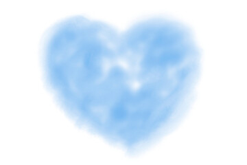 heart of blue clouds. Cloud for Valentine's Day. Fluffy cloud isolated. Soft fluffy in the shape of a heart. The smoke is blue.