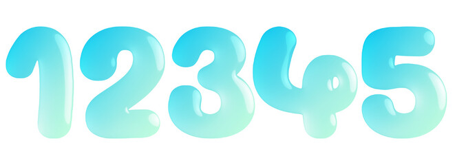 Candy glossy letter mintgreen  1, 2, 3, 4, 5