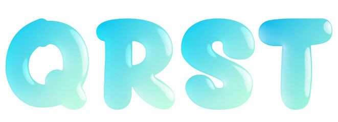 Candy glossy letter mint green  Q, R, S, T