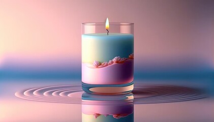 modern wax candle background with glass holder for aromatherapy generative ai - obrazy, fototapety, plakaty