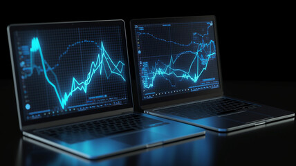 digital market charts on a laptops 