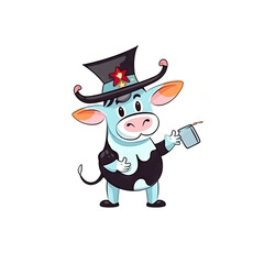 Cow character doing magic tricks - Cartoon Illustration 2