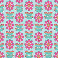 Seamless retro scandinavian style floral pattern