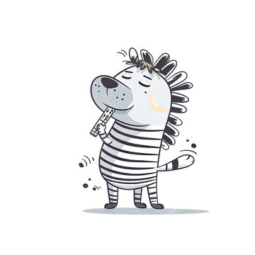 Zebra character playing harmonica - Cartoon Illustration 4