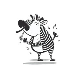 Zebra character playing harmonica - Cartoon Illustration 1