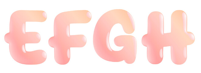 Candy glossy letter orange  E, F, G, H