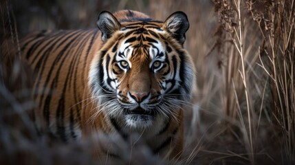 Fierce and intimidating tiger. AI generated