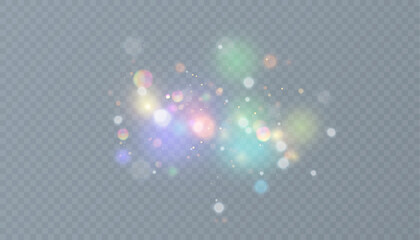 Glowing light effect with lots of shiny particles isolated on transparent background. Vector star cloud with dust and highlights. For festive and advertising design.