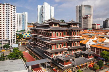 Aerial view of the Singapore landmarks